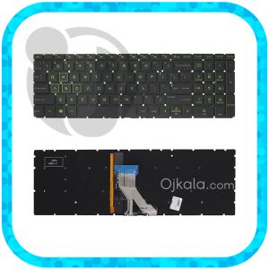 کیبورد لپ تاپ اچ پی Pavilion 15-DA / 15-CR مشکی اینترکوچک بدون فریم با بکلایت سبز
