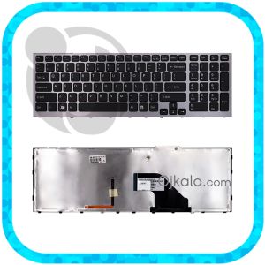 کیبورد لپ تاپ سونی VAIO VPC-F1 مشکی اینتر کوچک با فریم خاکستری و بکلایت