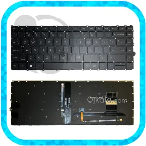 کیبورد لپ تاپ اچ پی EliteBook 840 G7 مشکی اینتر کوچک بدون فریم با بکلایت، پوینت و دکمه پاور